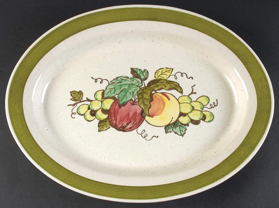 Provincial Fruit Green 16" Oval Serving Platter by Metlox - Poppytrail - Vernon-1