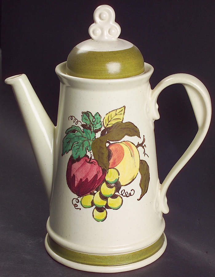 Provincial Fruit Green Coffee Pot & Lid by Metlox - Poppytrail - Vernon-1