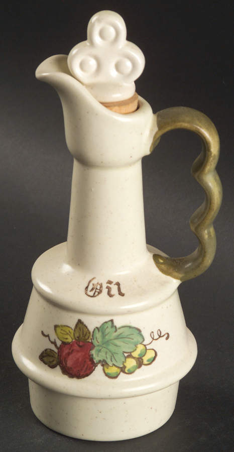 Provincial Fruit Green Oil and Stopper for Condiment Set by Metlox - Poppytrail - Vernon-1