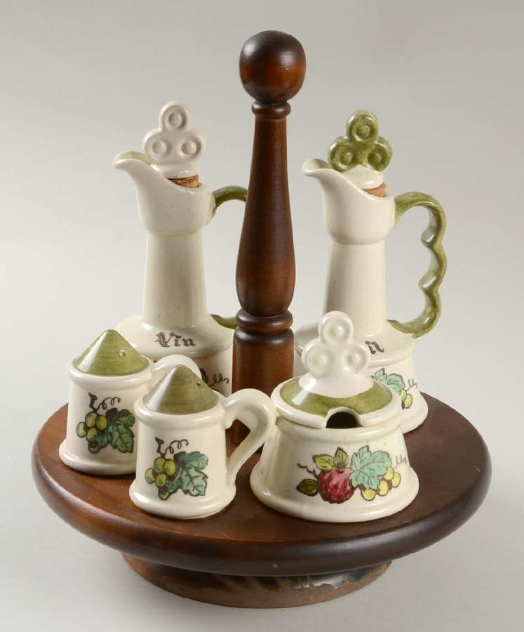 Provincial Fruit Green Condiment Set by Metlox - Poppytrail - Vernon-1