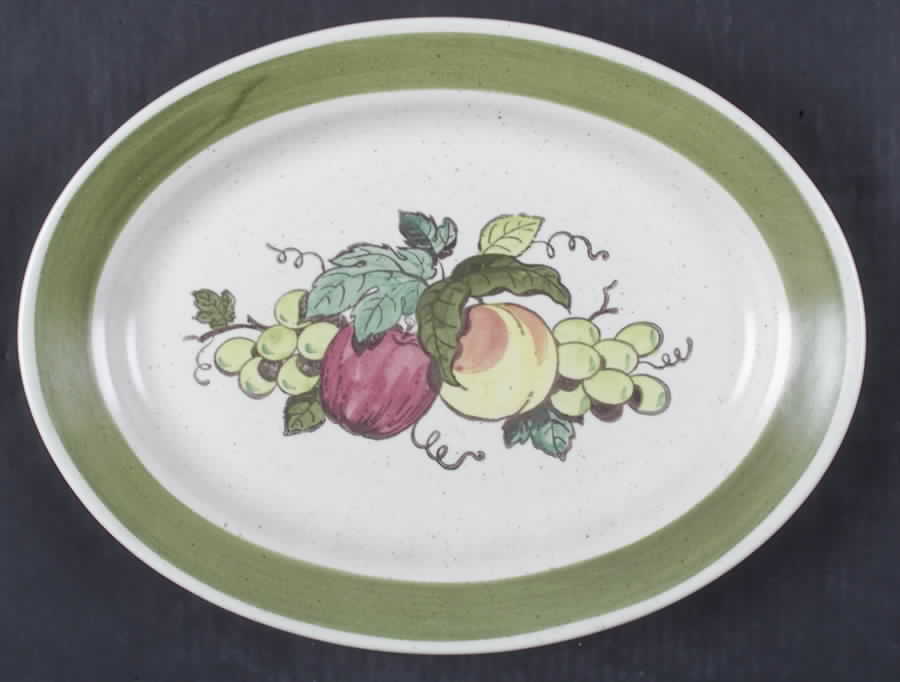 Provincial Fruit Green 13" Oval Serving Platter by Metlox - Poppytrail - Vernon-1