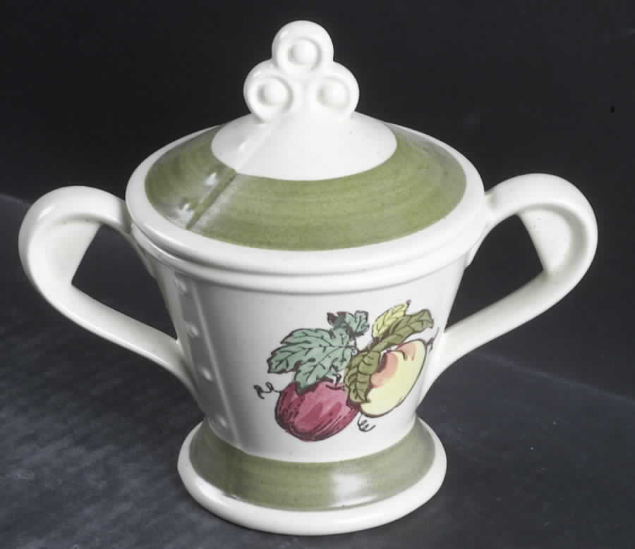 Provincial Fruit Green Sugar Bowl & Lid by Metlox - Poppytrail - Vernon-1