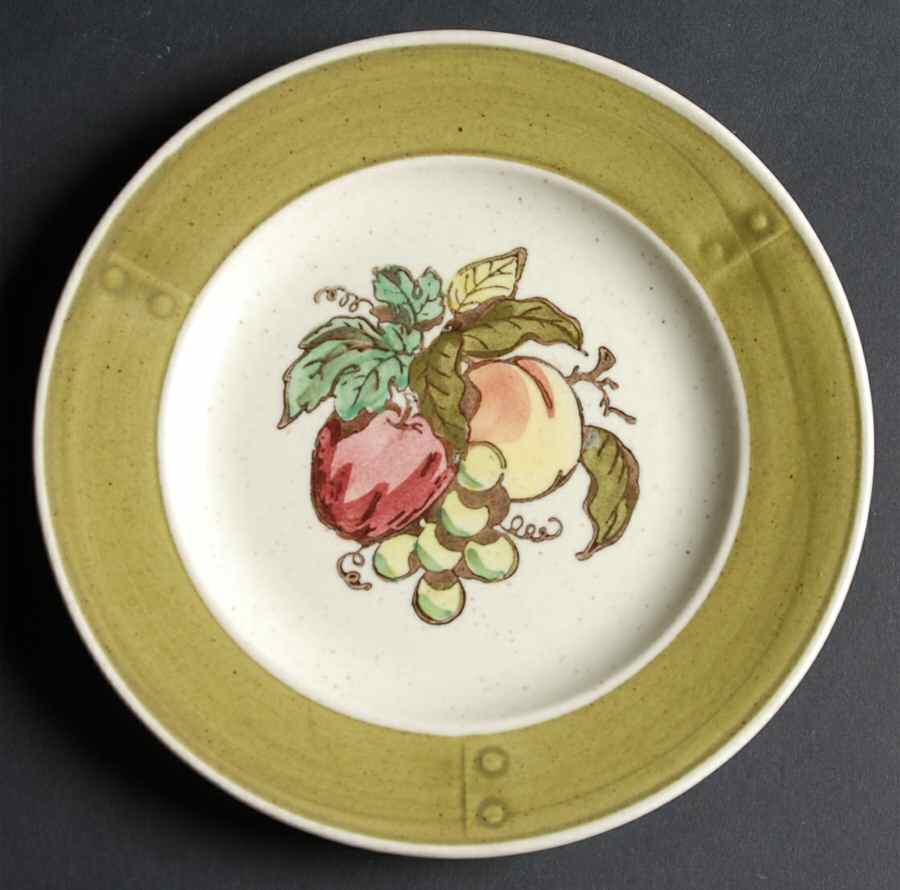 Provincial Fruit Green Bread & Butter Plate by Metlox - Poppytrail - Vernon-1