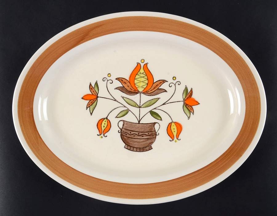 Provincial Flower 13" Oval Serving Platter by Metlox - Poppytrail - Vernon-1
