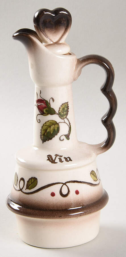 Provincial Rose Vinegar and Stopper for Condiment Set by Metlox - Poppytrail - Vernon-1
