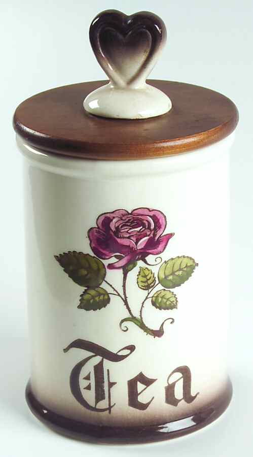 Provincial Rose Tea Canister & Wood Lid by Metlox - Poppytrail - Vernon-1