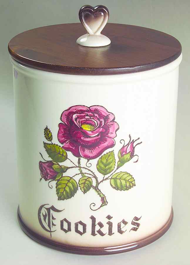Provincial Rose Cookie Jar & Lid by Metlox - Poppytrail - Vernon-1