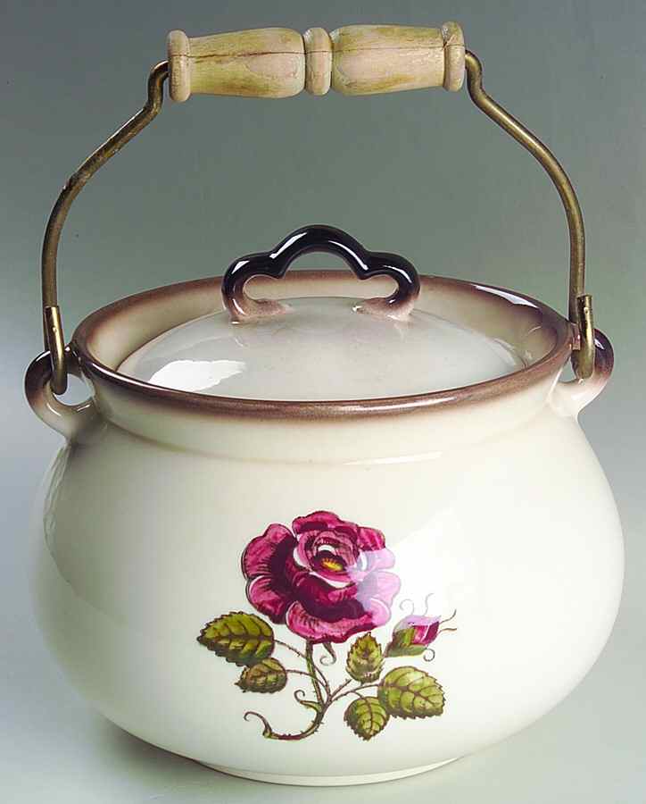 Provincial Rose Kettle Casserole & Lid w/Metal Handle by Metlox - Poppytrail - Vernon-1