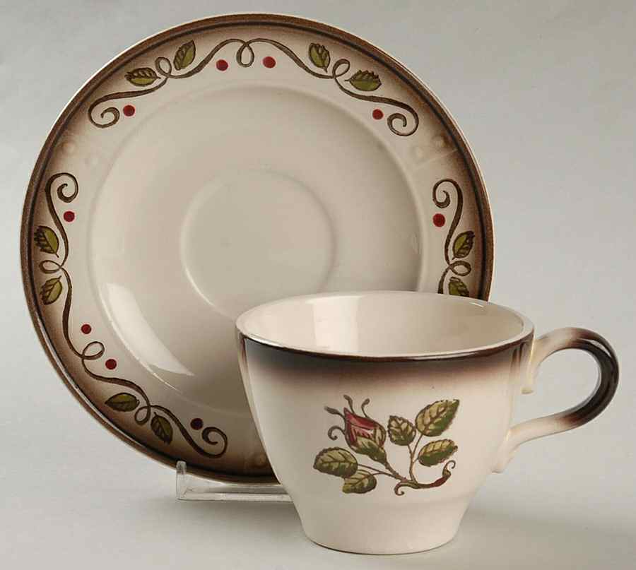 Provincial Rose Flat Cup & Saucer Set by Metlox - Poppytrail - Vernon-1