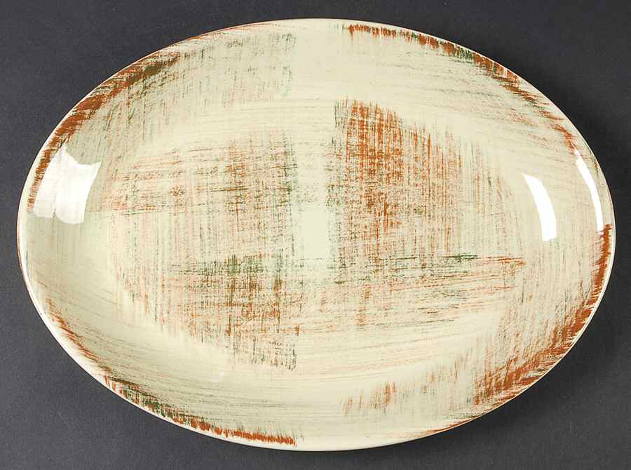 Raffia 13" Oval Serving Platter by Metlox - Poppytrail - Vernon-1