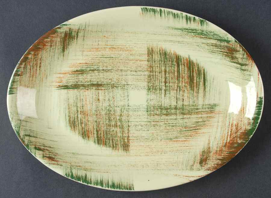 Raffia 11" Oval Serving Platter by Metlox - Poppytrail - Vernon-1