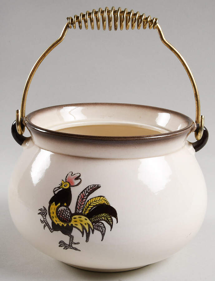 Red Rooster Kettle Casserole No Lid by Metlox - Poppytrail - Vernon-1