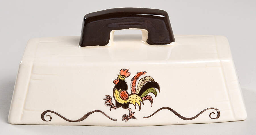 Red Rooster Lid for 1/4 Lb Butter by Metlox - Poppytrail - Vernon-1