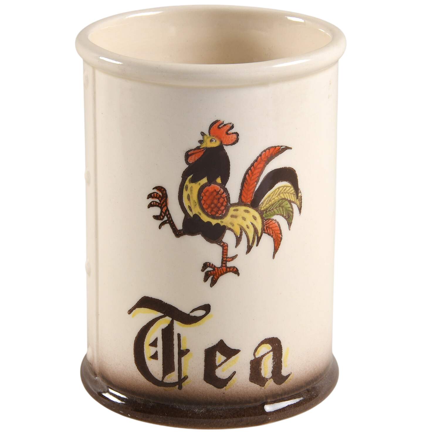 Red Rooster Tea Canister No Wood Lid by Metlox - Poppytrail - Vernon-1