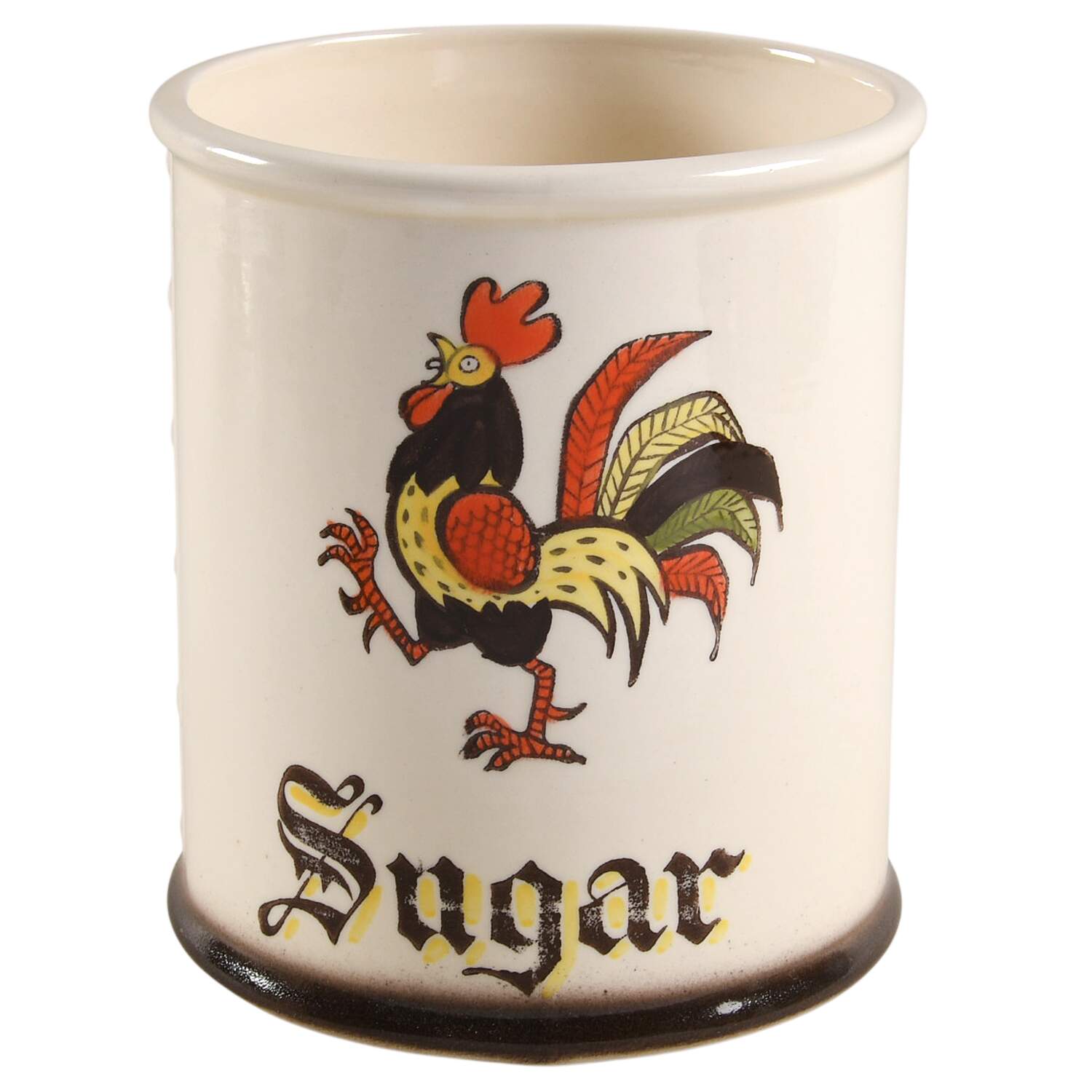 Red Rooster Sugar Canister No Wood Lid by Metlox - Poppytrail - Vernon-1