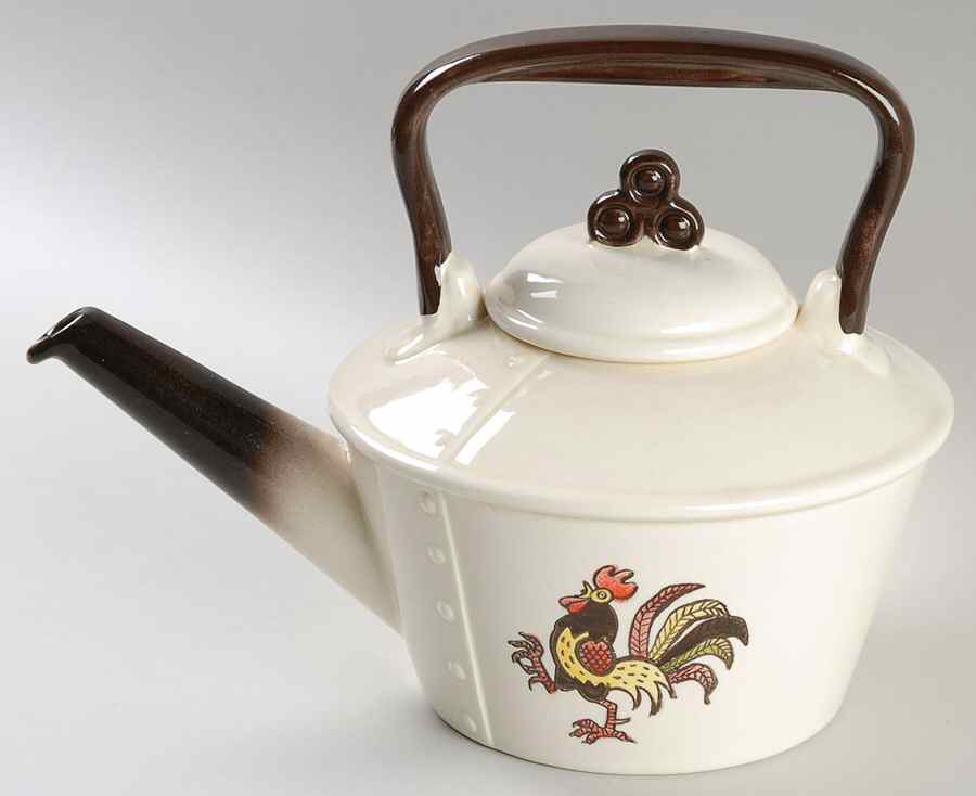 Red Rooster Teapot & Lid by Metlox - Poppytrail - Vernon-1