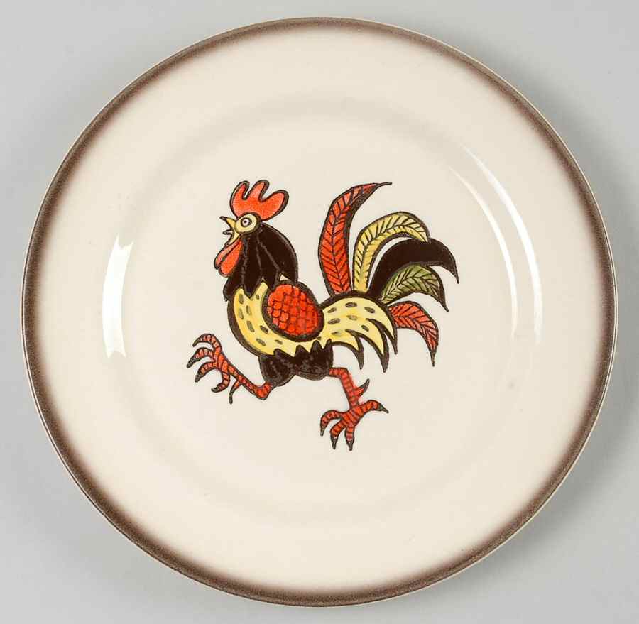 Red Rooster Luncheon Plate by Metlox - Poppytrail - Vernon-1