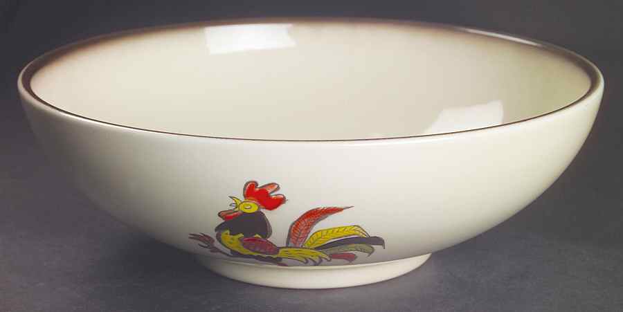 Red Rooster 11" Large Salad Serving Bowl by Metlox - Poppytrail - Vernon-1