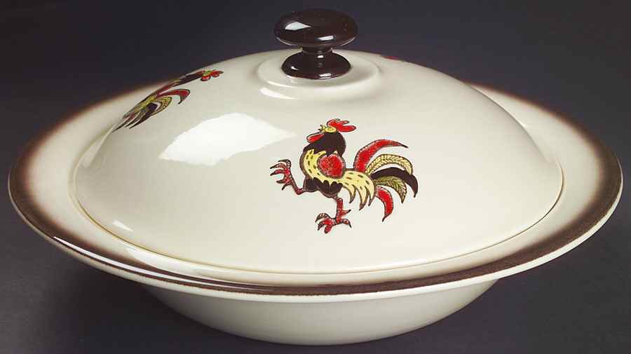 Red Rooster Round Covered Vegetable by Metlox - Poppytrail - Vernon-1