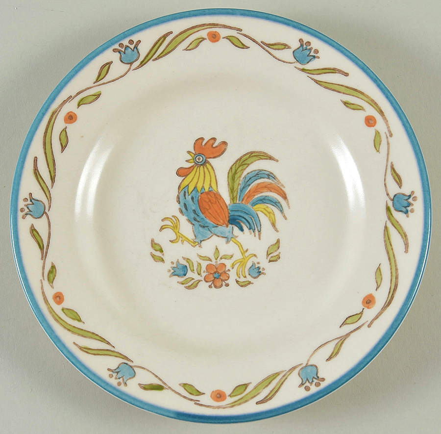 Rooster Bleu Bread & Butter Plate by Metlox - Poppytrail - Vernon-1