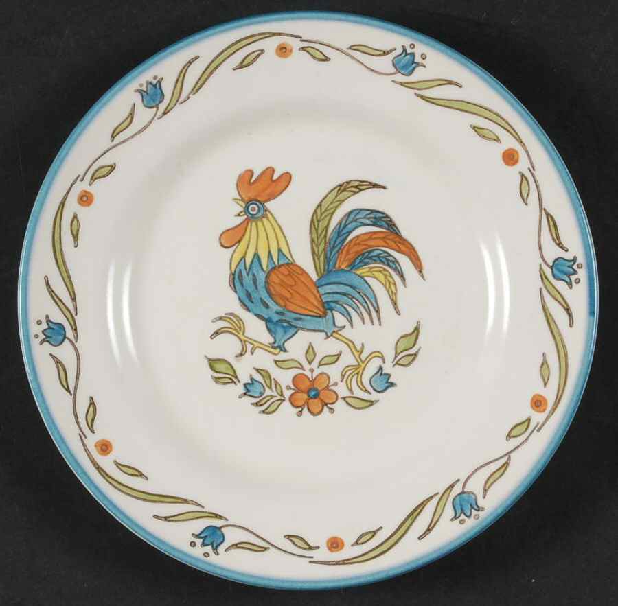 Rooster Bleu Salad Plate by Metlox - Poppytrail - Vernon-1