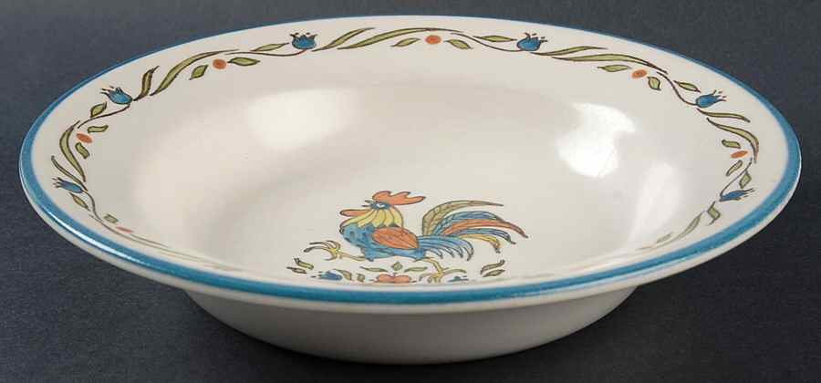 Rooster Bleu Rim Soup Bowl by Metlox - Poppytrail - Vernon-1