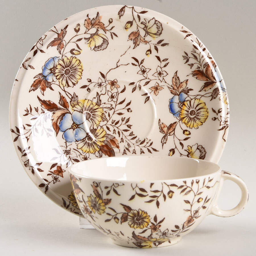 Santa Barbara Flat Cup & Saucer Set by Metlox - Poppytrail - Vernon-1