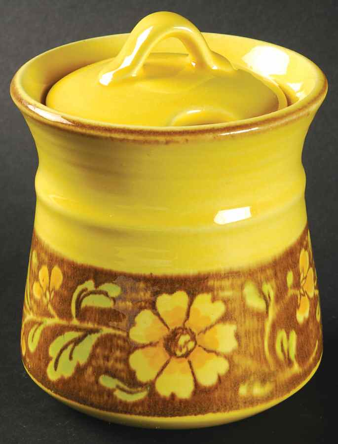San Clemente Spanish Yellow Sugar Bowl & Lid by Metlox - Poppytrail - Vernon-1
