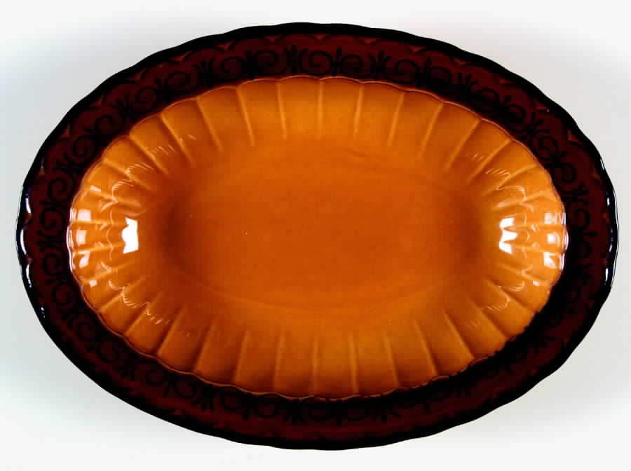 San Fernando Gold 11" Oval Vegetable Bowl by Metlox - Poppytrail - Vernon-1