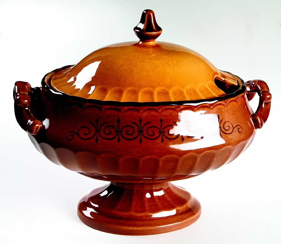 San Fernando Gold Tureen &  Lid by Metlox - Poppytrail - Vernon-1