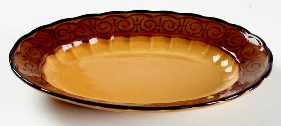 San Fernando Gold 9" Oval Serving Platter by Metlox - Poppytrail - Vernon-1