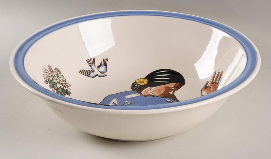 Salamina 11" Large Salad Serving Bowl by Metlox - Poppytrail - Vernon-1