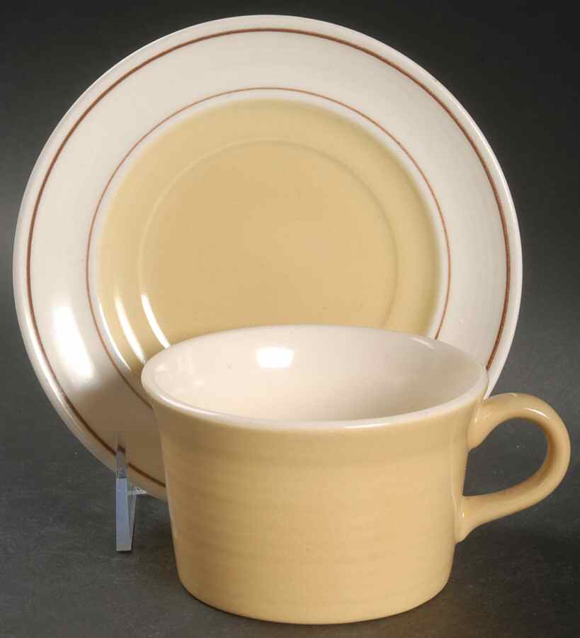 Sandflower Flat Cup & Saucer Set by Metlox - Poppytrail - Vernon-1