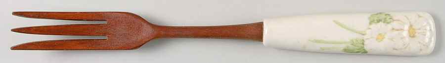 Sculptured Daisy Salad Serving Fork with Wood Prongs by Metlox - Poppytrail - Vernon-1
