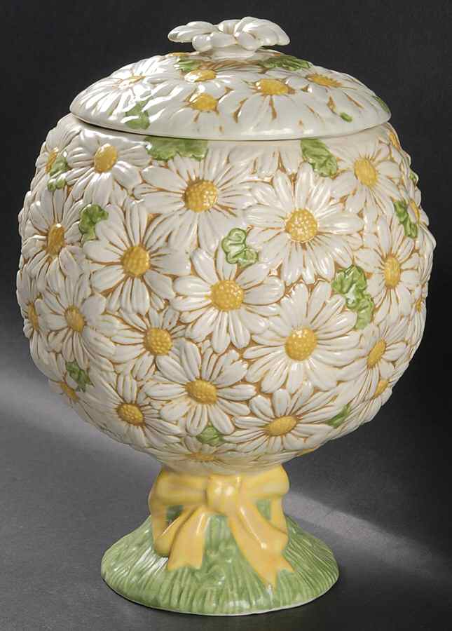 Sculptured Daisy Cookie Jar & Lid by Metlox - Poppytrail - Vernon-1