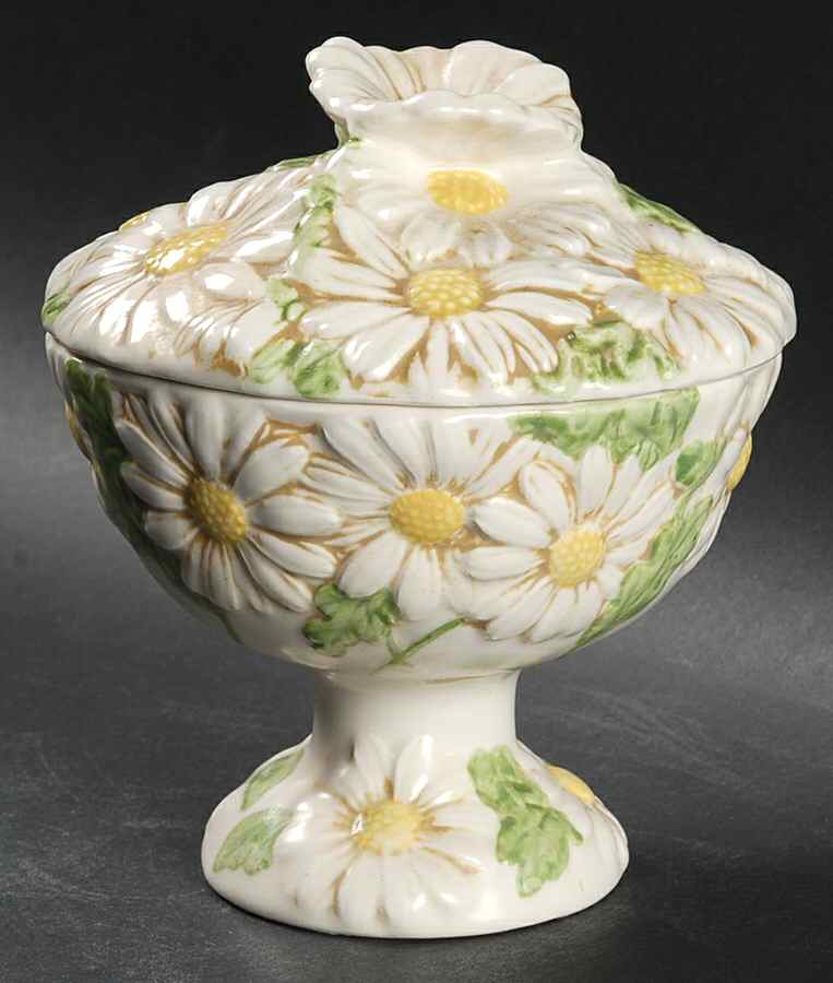 Sculptured Daisy Candy Jar & Lid by Metlox - Poppytrail - Vernon-1
