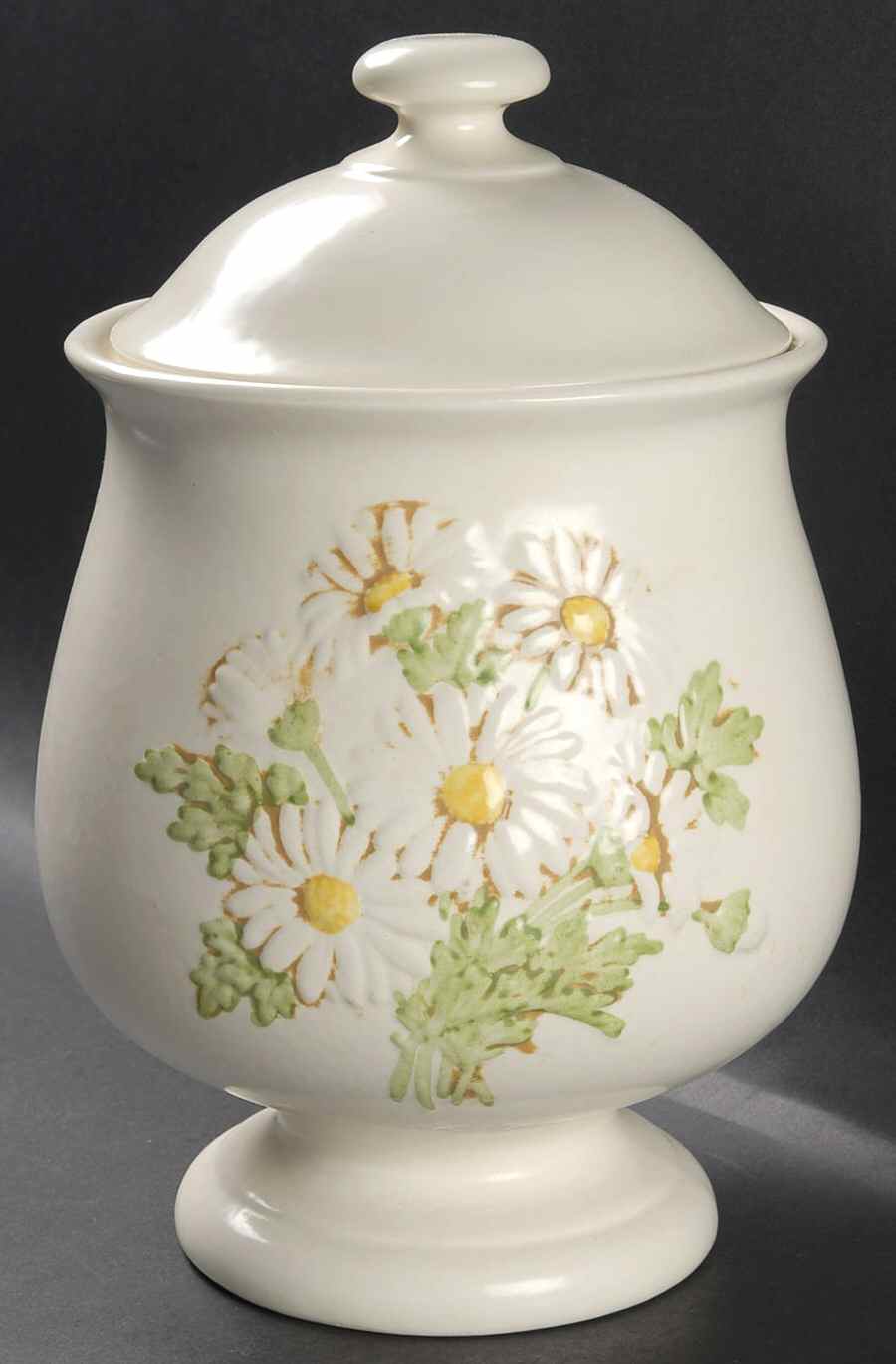 Sculptured Daisy Large Canister & Lid by Metlox - Poppytrail - Vernon-1