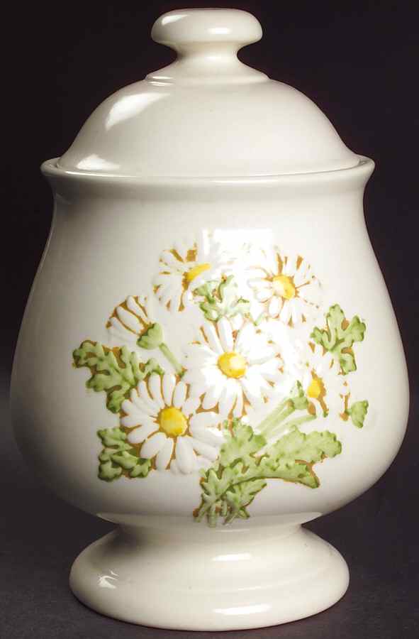 Sculptured Daisy Small Canister & Lid by Metlox - Poppytrail - Vernon-1