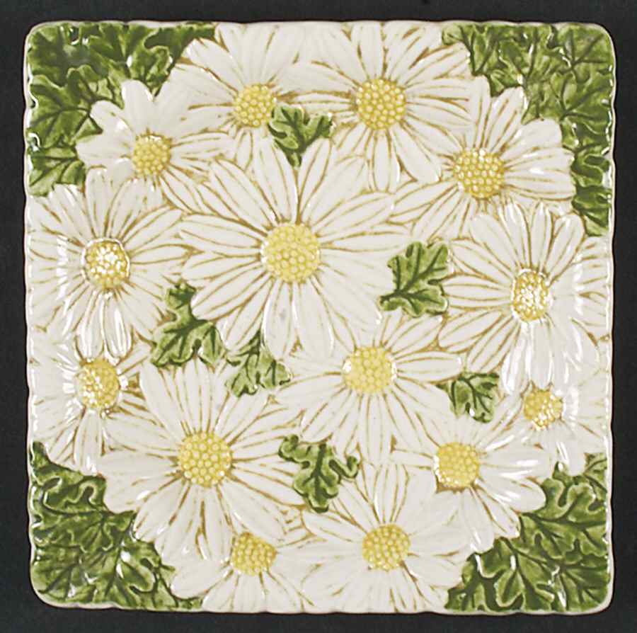Sculptured Daisy 6" Square Ashtray by Metlox - Poppytrail - Vernon-1