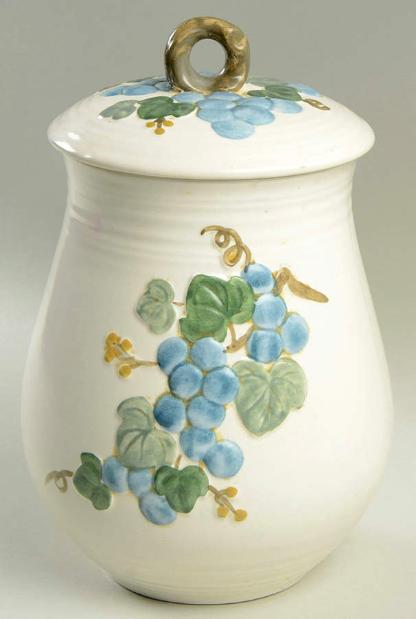 Sculptured Grape Extra Large Canister & Lid by Metlox - Poppytrail - Vernon-1