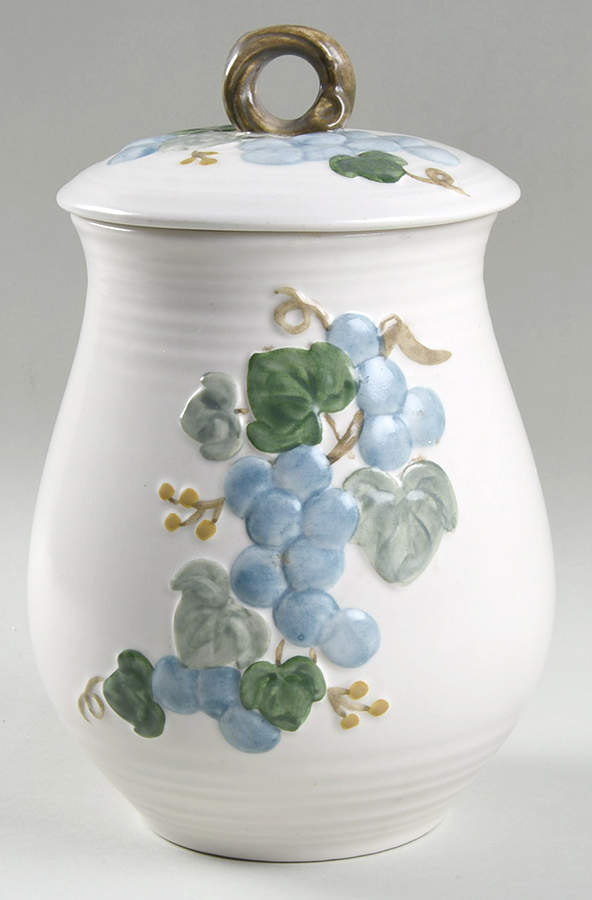 Sculptured Grape Large Canister & Lid by Metlox - Poppytrail - Vernon-1