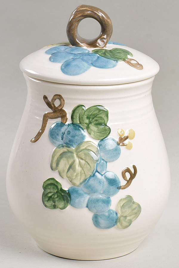 Sculptured Grape Small Canister & Lid by Metlox - Poppytrail - Vernon-1