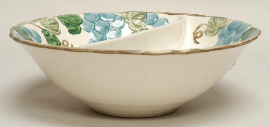 Sculptured Grape 8" Round Divided Vegetable Bowl by Metlox - Poppytrail - Vernon-1