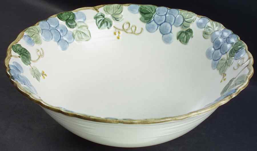Sculptured Grape 12" Large Salad Serving Bowl by Metlox - Poppytrail - Vernon-1