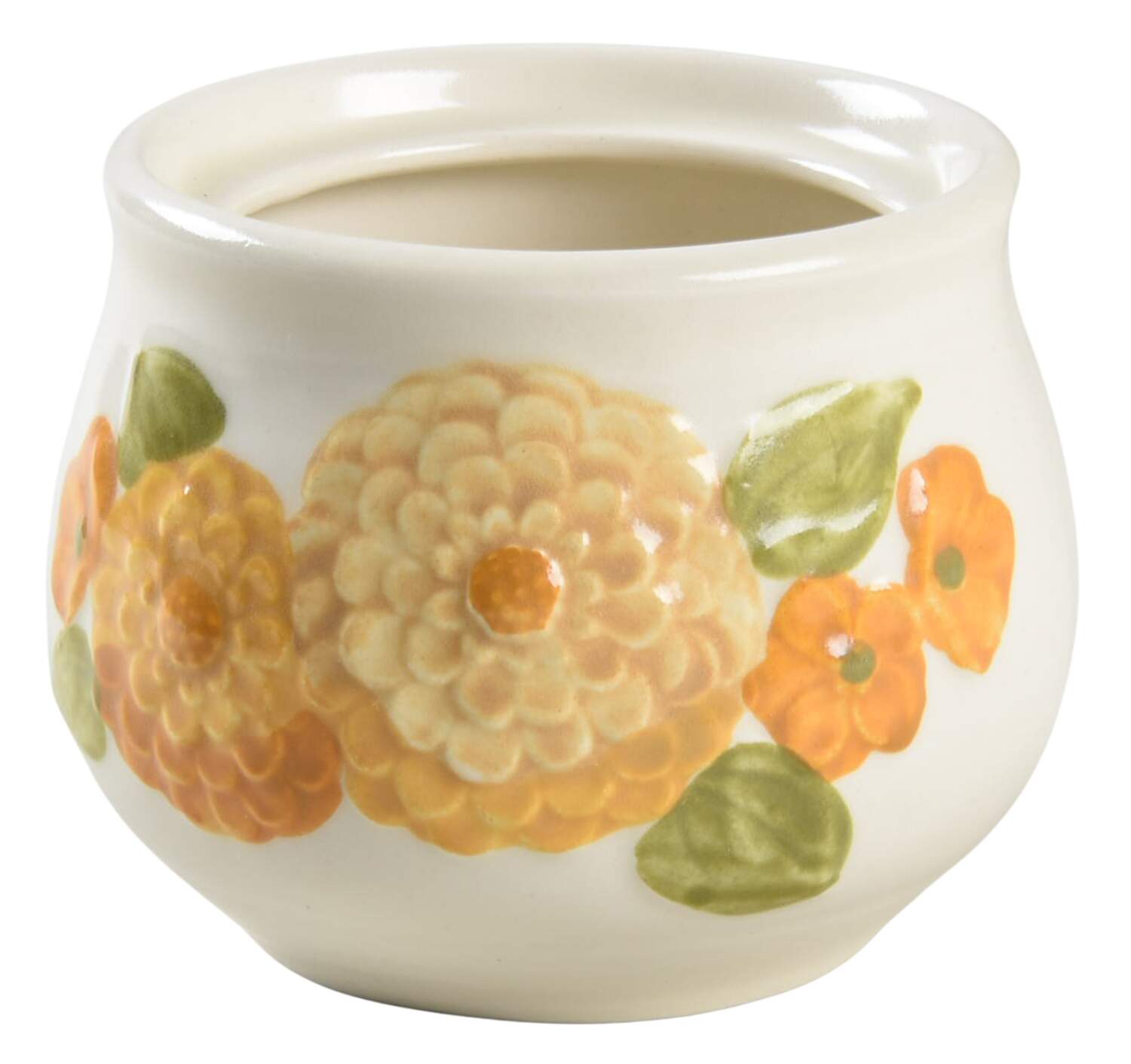 Sculptured Zinnia Sugar Bowl No Lid by Metlox - Poppytrail - Vernon-1