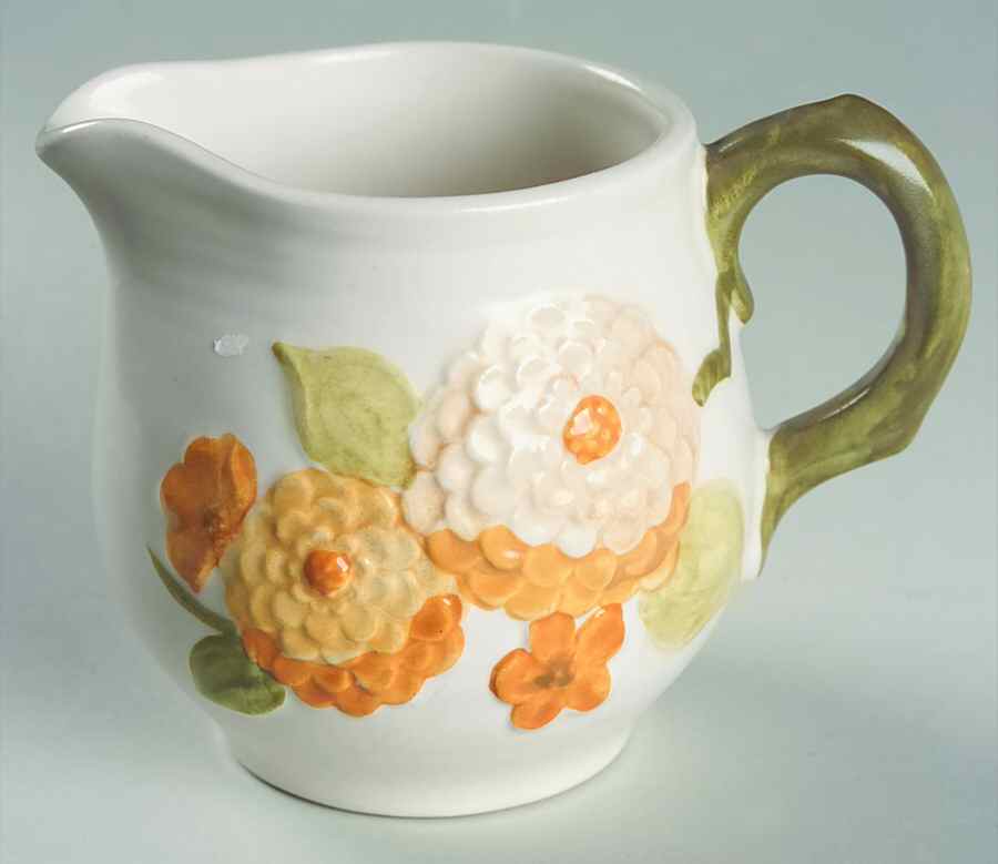 Sculptured Zinnia Creamer by Metlox - Poppytrail - Vernon-1