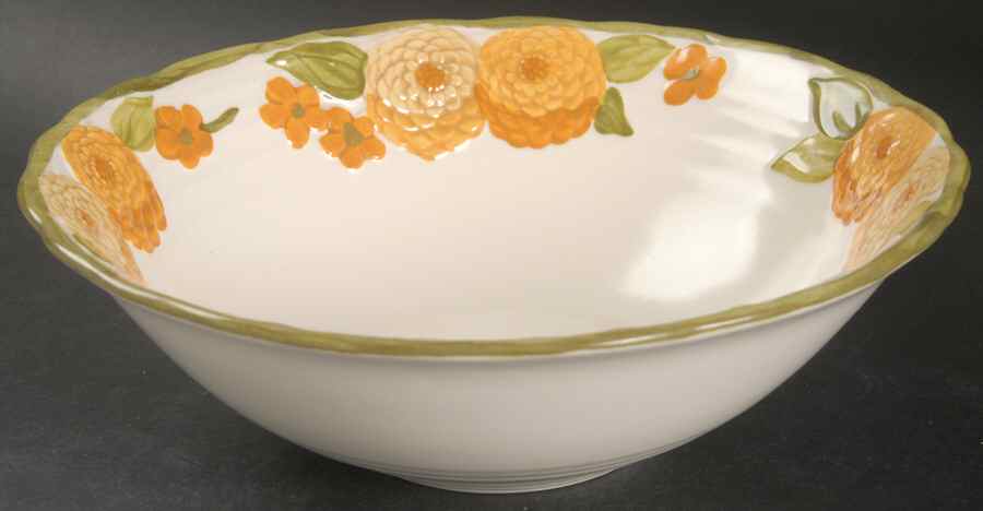 Sculptured Zinnia 8" Round Vegetable Bowl by Metlox - Poppytrail - Vernon-1