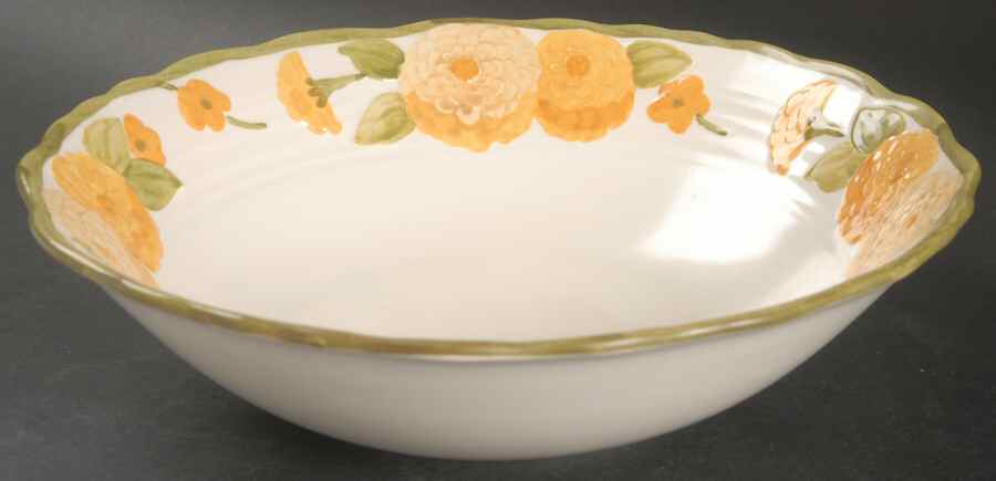 Sculptured Zinnia 9" Round Vegetable Bowl by Metlox - Poppytrail - Vernon-1