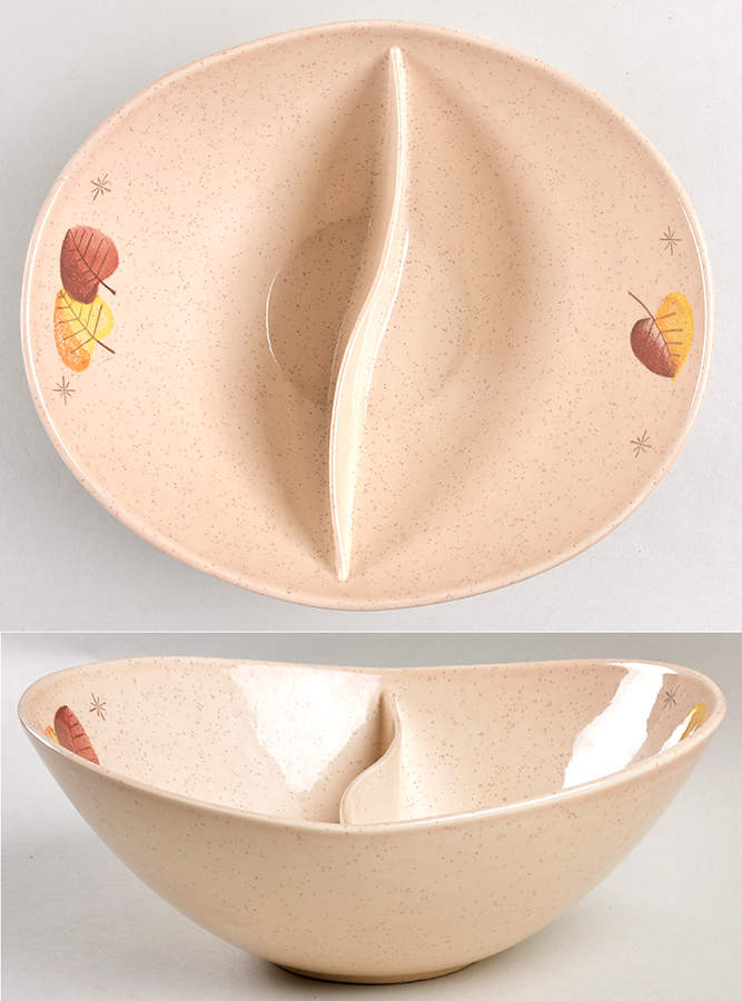 Sherwood 10" Oval Divided Vegetable Bowl by Metlox - Poppytrail - Vernon-1