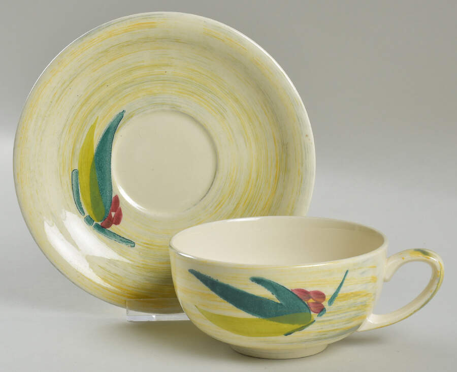 Shadow Leaf Flat Cup & Saucer Set by Metlox - Poppytrail - Vernon-1